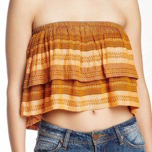 Free People Indian Summer Tube Top Orange Ruffle